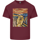 Golden Labrador Scream Portrait Mens Cotton T-Shirt Tee Top Maroon