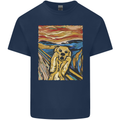 Golden Labrador Scream Portrait Mens Cotton T-Shirt Tee Top Navy Blue