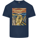 Golden Labrador Scream Portrait Mens Cotton T-Shirt Tee Top Navy Blue
