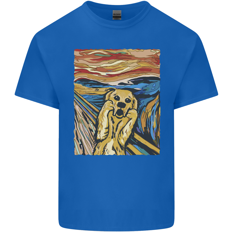 Golden Labrador Scream Portrait Mens Cotton T-Shirt Tee Top Royal Blue