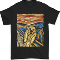 Golden Labrador Scream Portrait Mens T-Shirt 100% Cotton Black