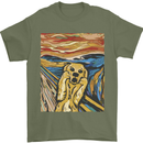 Golden Labrador Scream Portrait Mens T-Shirt 100% Cotton Military Green