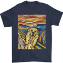 Golden Labrador Scream Portrait Mens T-Shirt 100% Cotton Navy Blue