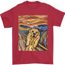 Golden Labrador Scream Portrait Mens T-Shirt 100% Cotton Red