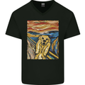 Golden Labrador Scream Portrait Mens V-Neck Cotton T-Shirt Black