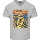 Golden Labrador Scream Portrait Mens V-Neck Cotton T-Shirt Sports Grey