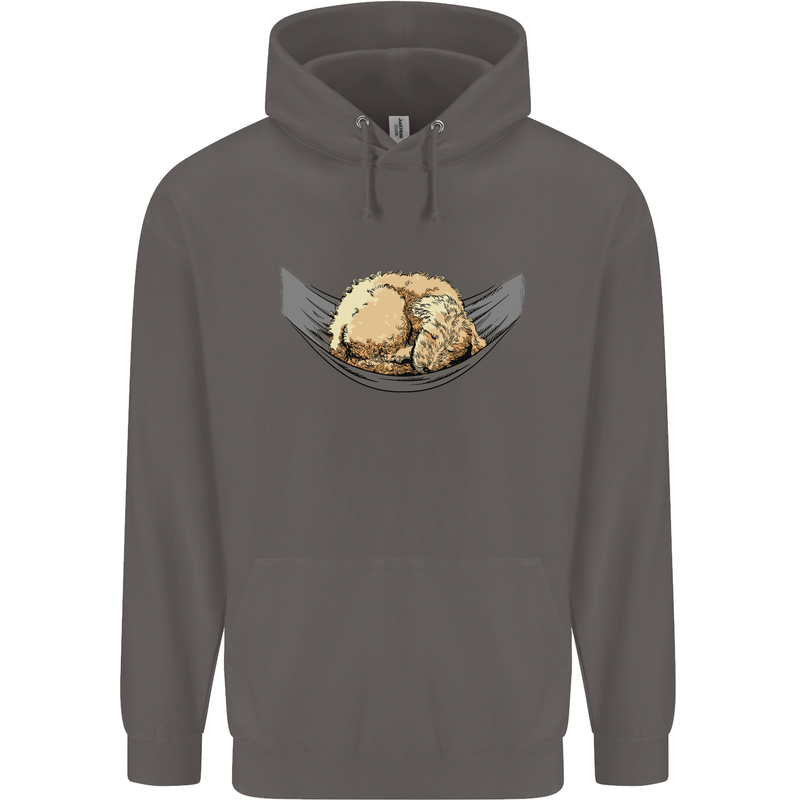 Goldendoodle on a Hammock Dog Mens 80% Cotton Hoodie Charcoal