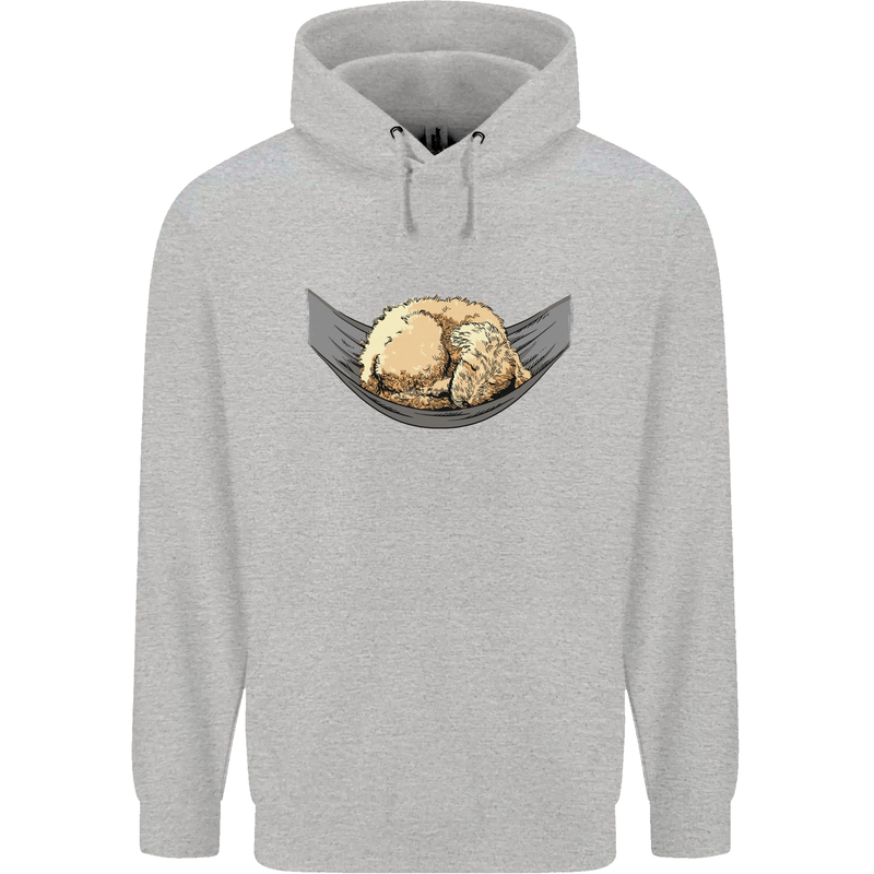 Goldendoodle on a Hammock Dog Mens 80% Cotton Hoodie Sports Grey