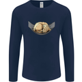 Goldendoodle on a Hammock Dog Mens Long Sleeve T-Shirt Navy Blue
