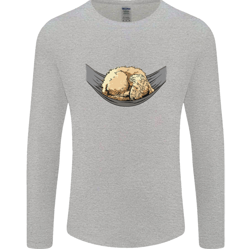 Goldendoodle on a Hammock Dog Mens Long Sleeve T-Shirt Sports Grey