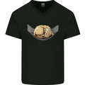 Goldendoodle on a Hammock Dog Mens V-Neck Cotton T-Shirt Black