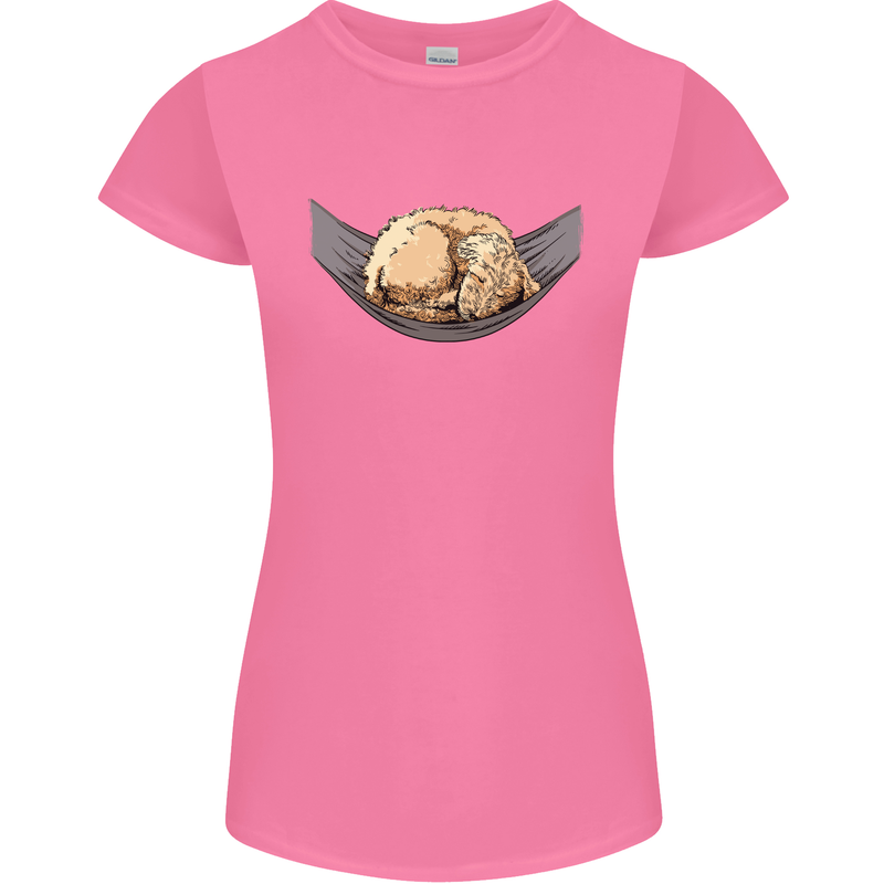 Goldendoodle on a Hammock Dog Womens Petite Cut T-Shirt Azalea