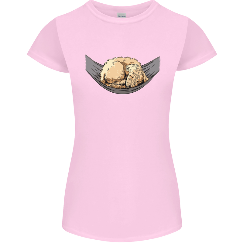 Goldendoodle on a Hammock Dog Womens Petite Cut T-Shirt Light Pink