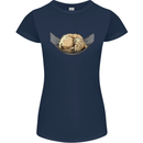 Goldendoodle on a Hammock Dog Womens Petite Cut T-Shirt Navy Blue