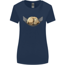 Goldendoodle on a Hammock Dog Womens Wider Cut T-Shirt Navy Blue
