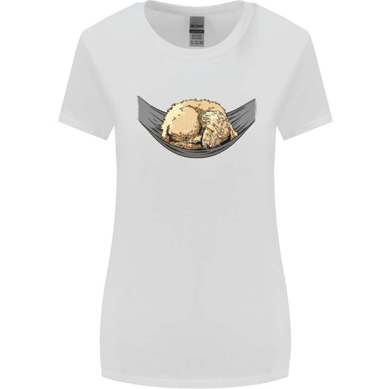 Goldendoodle on a Hammock Dog Womens Wider Cut T-Shirt White
