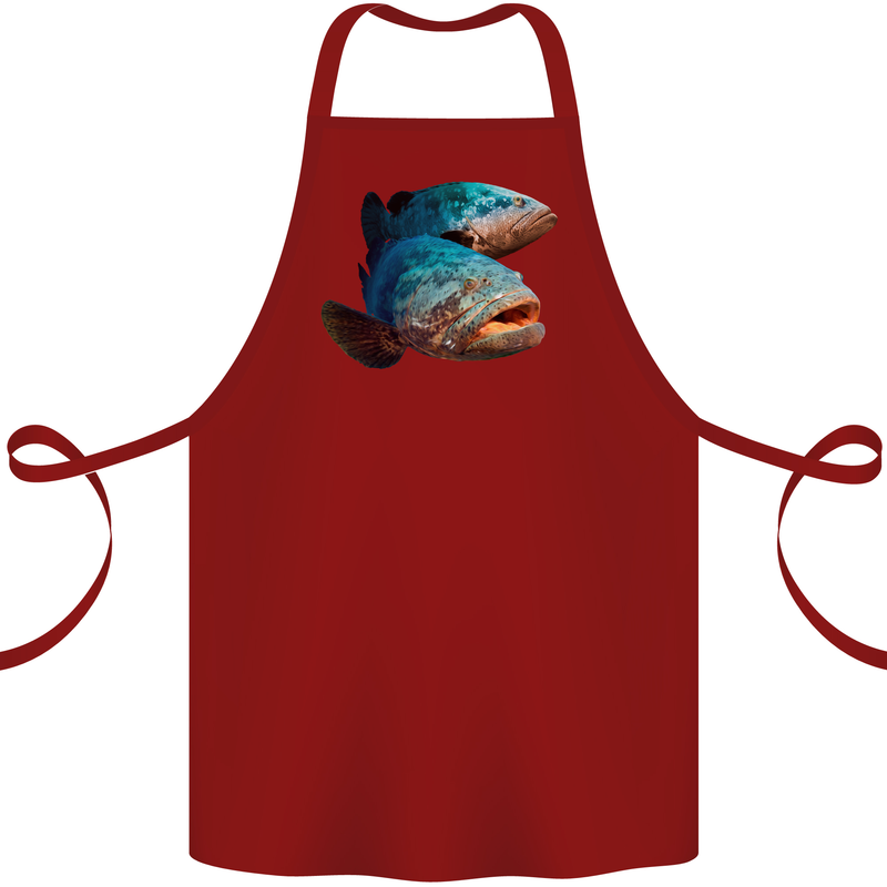 Goliath Fish Fishing Fisherman Cotton Apron 100% Organic Maroon