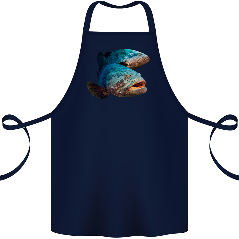 Goliath Fish Fishing Fisherman Cotton Apron 100% Organic Navy Blue