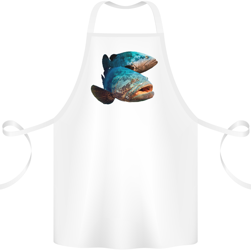 Goliath Fish Fishing Fisherman Cotton Apron 100% Organic White