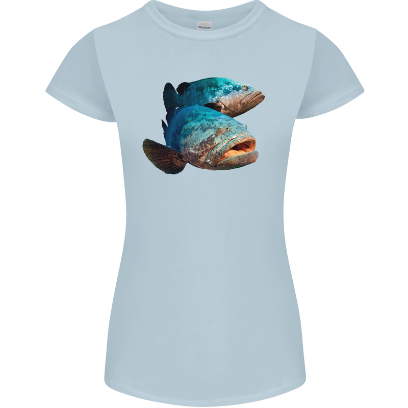 Goliath Fish Fishing Fisherman Womens Petite Cut T-Shirt Light Blue