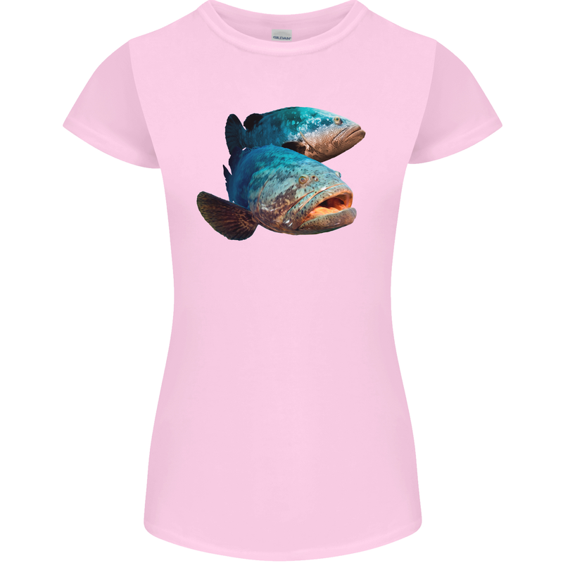 Goliath Fish Fishing Fisherman Womens Petite Cut T-Shirt Light Pink