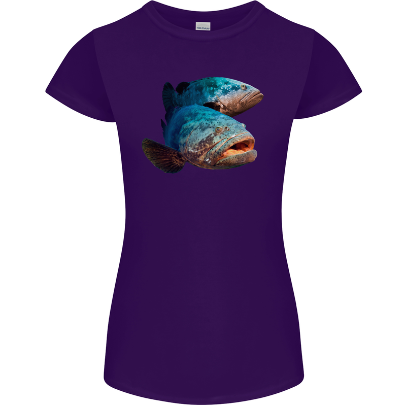 Goliath Fish Fishing Fisherman Womens Petite Cut T-Shirt Purple