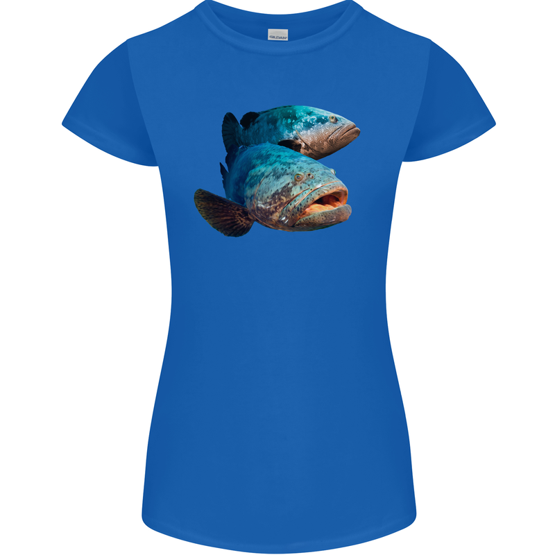 Goliath Fish Fishing Fisherman Womens Petite Cut T-Shirt Royal Blue