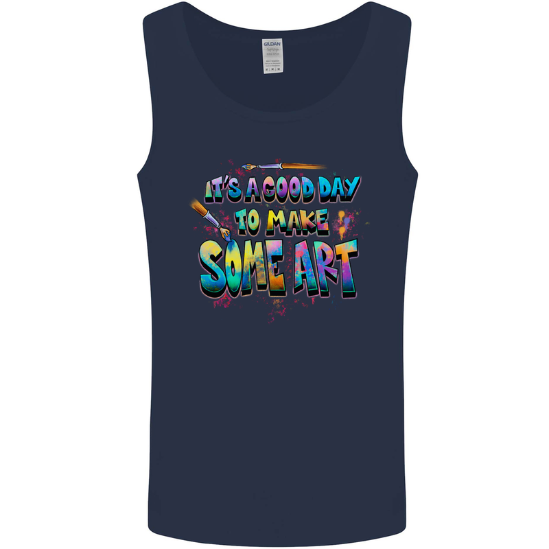Good Day to Make Some Art Artist Mens Vest Tank Top Navy Blue
