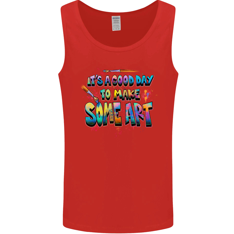 Good Day to Make Some Art Artist Mens Vest Tank Top Red