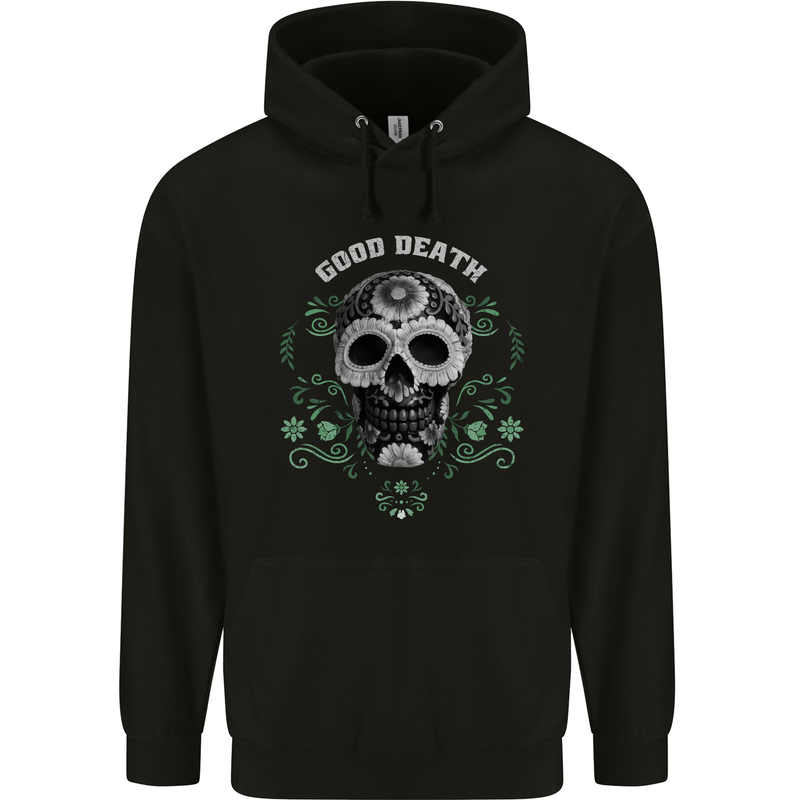 Good Death DOTD Day of the Dead Sugar Skull Mens 80% Cotton Hoodie Black