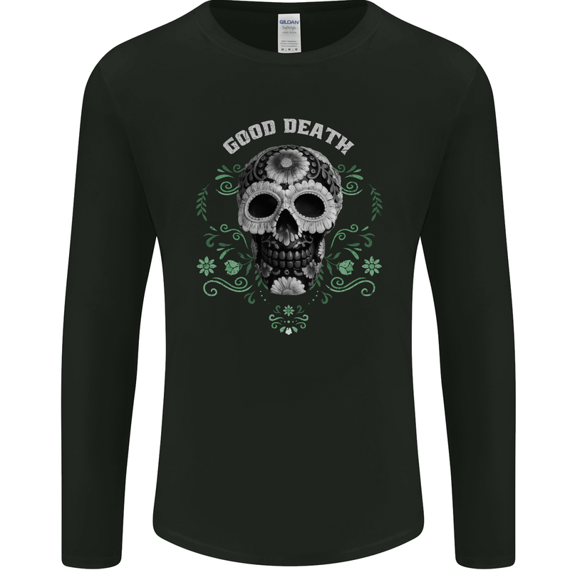 Good Death DOTD Day of the Dead Sugar Skull Mens Long Sleeve T-Shirt Black