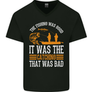 Good Fishing Bad Catching Funny Fisherman Mens V-Neck Cotton T-Shirt Black