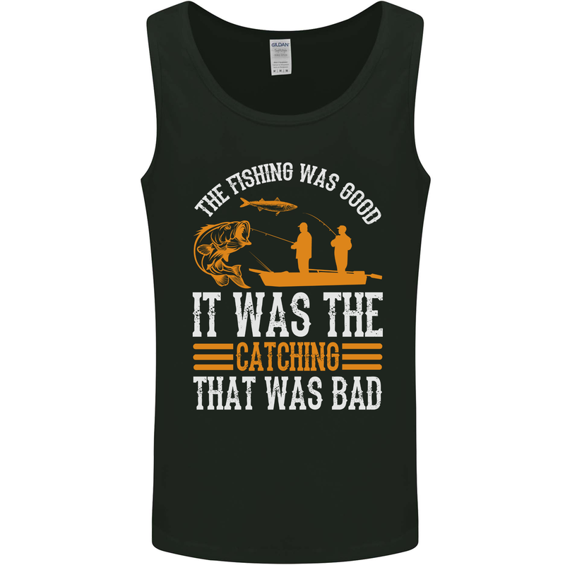 Good Fishing Bad Catching Funny Fisherman Mens Vest Tank Top Black