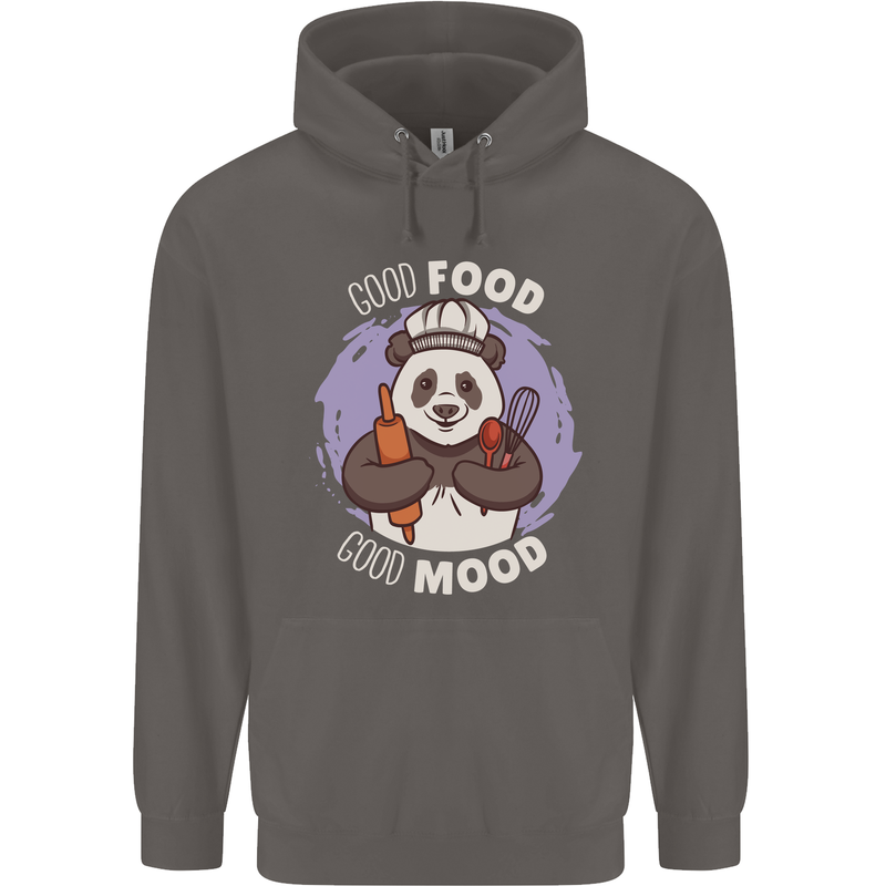 Good Food Good Mood Funny Panda Chef BBQ Mens 80% Cotton Hoodie Charcoal