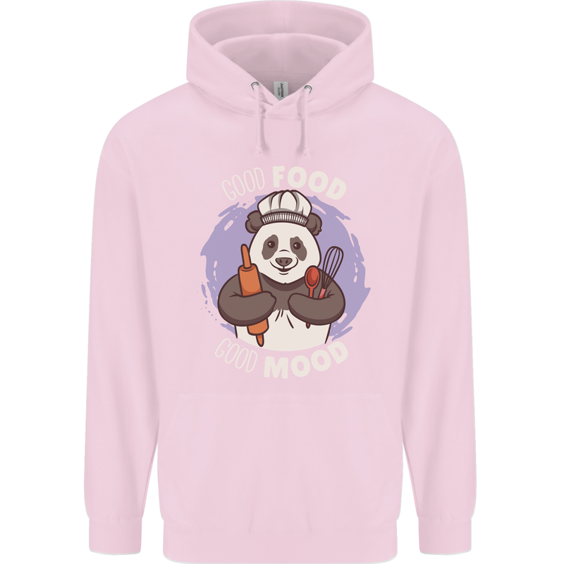 Good Food Good Mood Funny Panda Chef BBQ Mens 80% Cotton Hoodie Light Pink