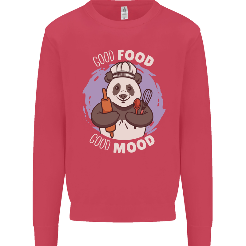 Good Food Good Mood Funny Panda Chef BBQ Mens Sweatshirt Jumper Heliconia