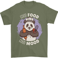 Good Food Good Mood Funny Panda Chef BBQ Mens T-Shirt 100% Cotton Military Green