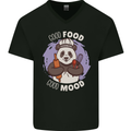 Good Food Good Mood Funny Panda Chef BBQ Mens V-Neck Cotton T-Shirt Black