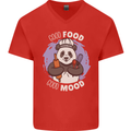 Good Food Good Mood Funny Panda Chef BBQ Mens V-Neck Cotton T-Shirt Red