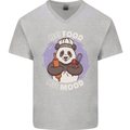 Good Food Good Mood Funny Panda Chef BBQ Mens V-Neck Cotton T-Shirt Sports Grey
