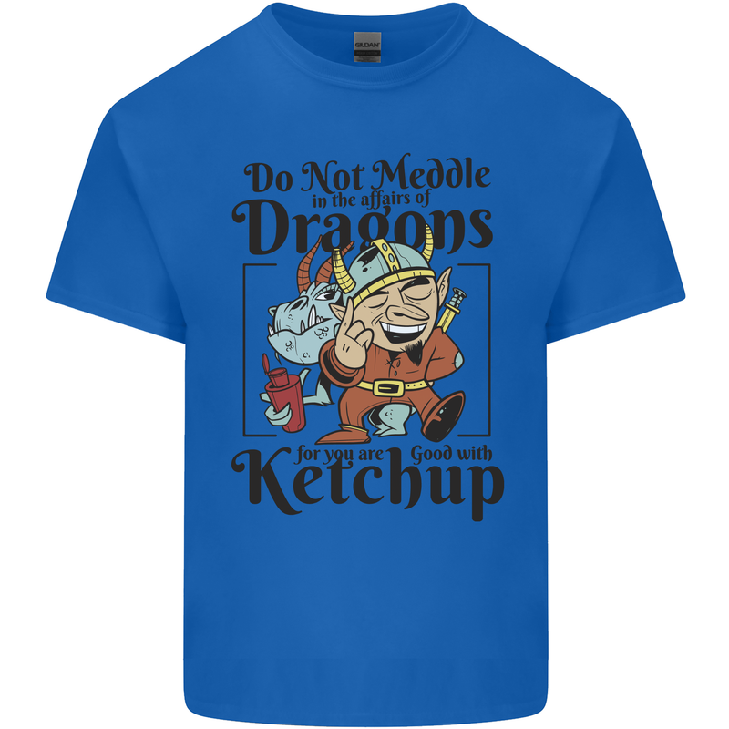 Good With Ketchup Dragon RPG Role Play Games Mens Cotton T-Shirt Tee Top Royal Blue