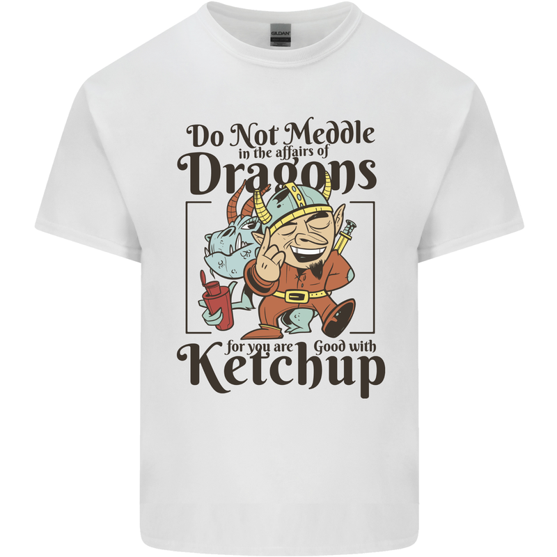 Good With Ketchup Dragon RPG Role Play Games Mens Cotton T-Shirt Tee Top White