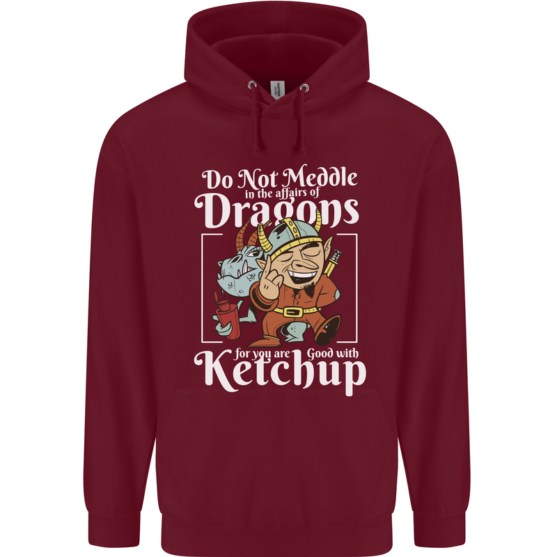 Good With Ketchup Dragon Role Play Games RPG Mens 80% Cotton Hoodie Maroon