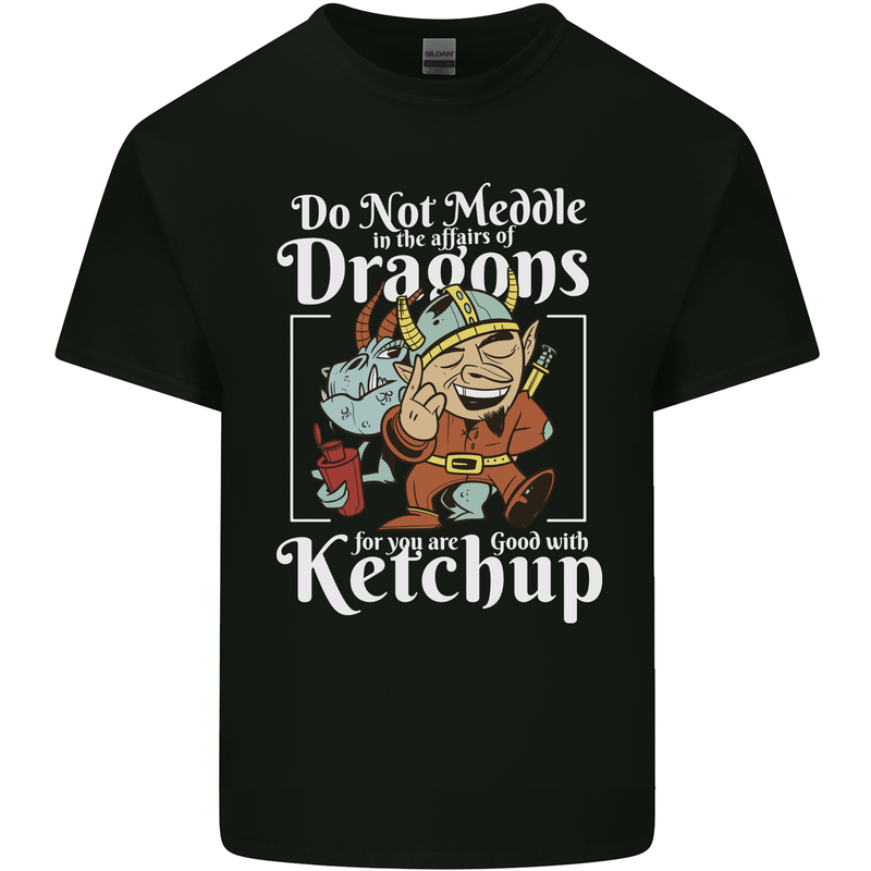 Good With Ketchup Dragon Role Play Games RPG Mens Cotton T-Shirt Tee Top Black