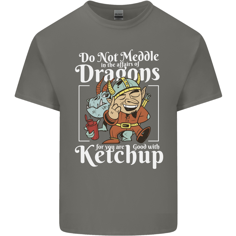 Good With Ketchup Dragon Role Play Games RPG Mens Cotton T-Shirt Tee Top Charcoal