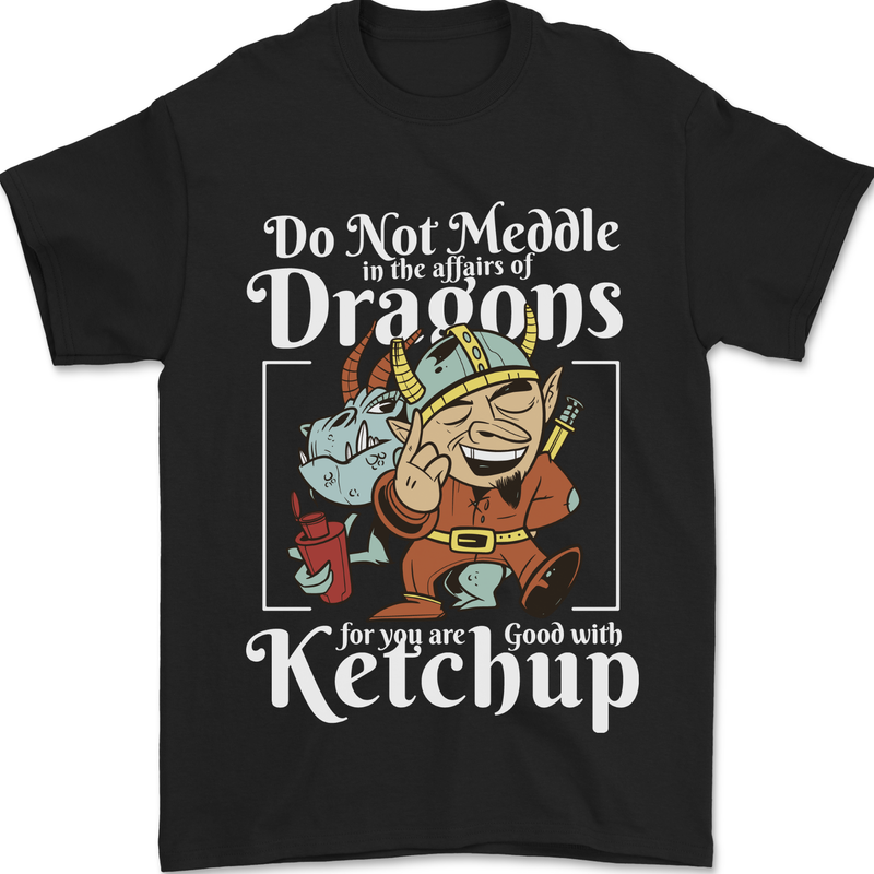 Good With Ketchup Dragon Role Play Games RPG Mens T-Shirt 100% Cotton Black