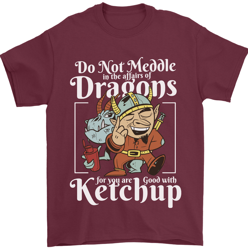 Good With Ketchup Dragon Role Play Games RPG Mens T-Shirt 100% Cotton Maroon