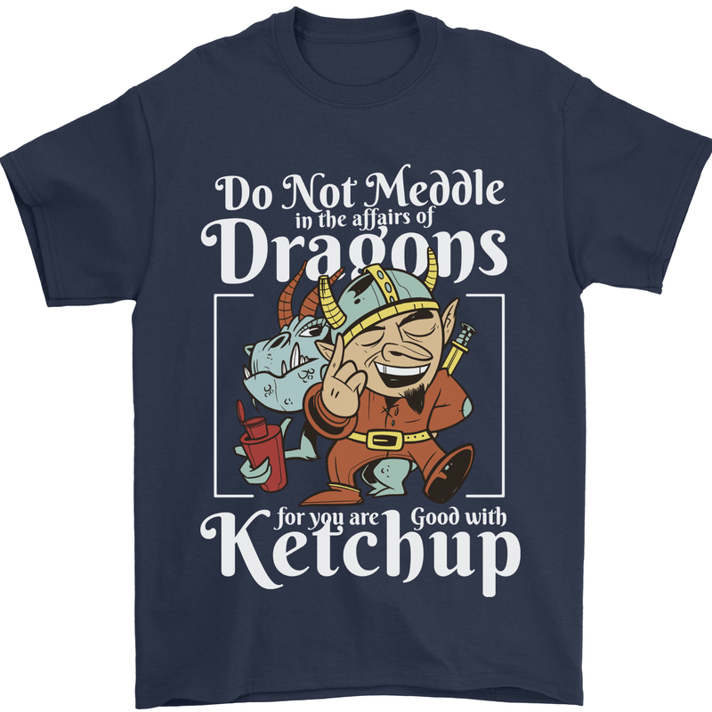 Good With Ketchup Dragon Role Play Games RPG Mens T-Shirt 100% Cotton Navy Blue