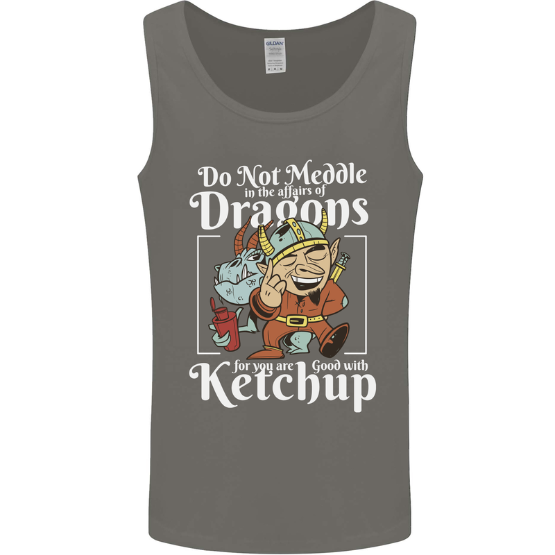 Good With Ketchup Dragon Role Play Games RPG Mens Vest Tank Top Charcoal