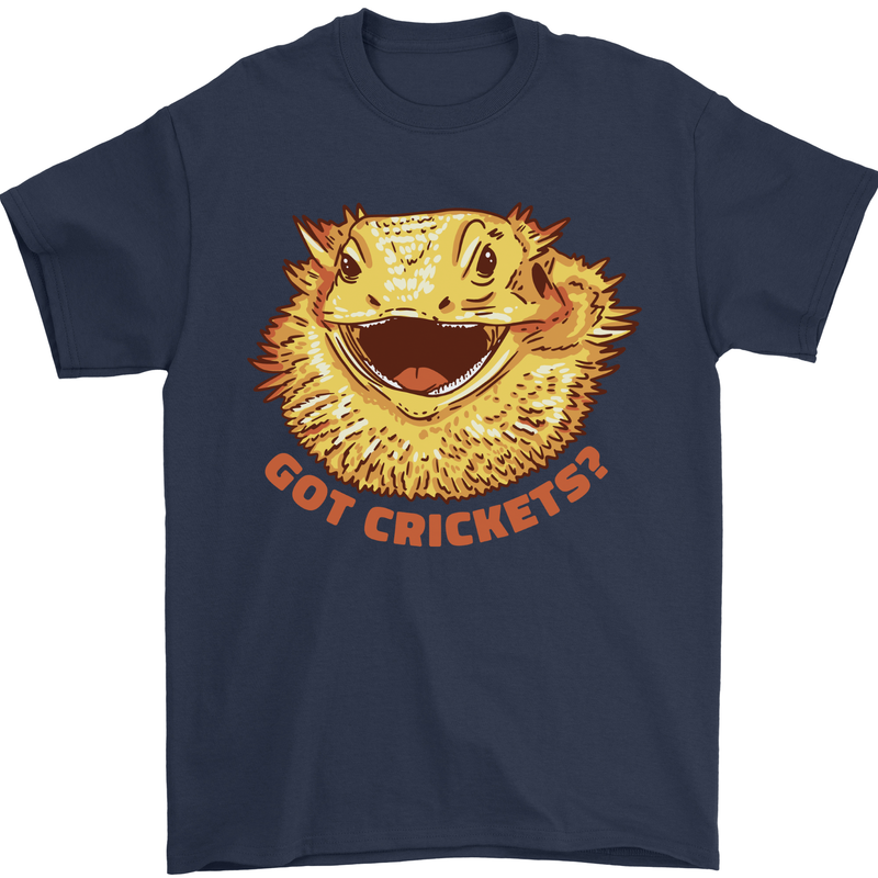 Got Crickets Bearded Dragon Mens T-Shirt 100% Cotton Navy Blue